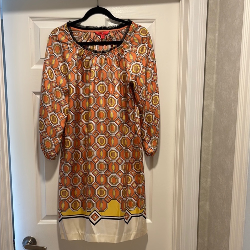 Ivanka Trump Orange Yellow Bishop Sleeve Dress